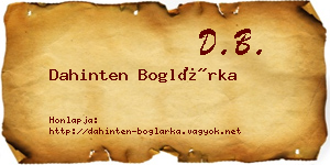 Dahinten Boglárka névjegykártya